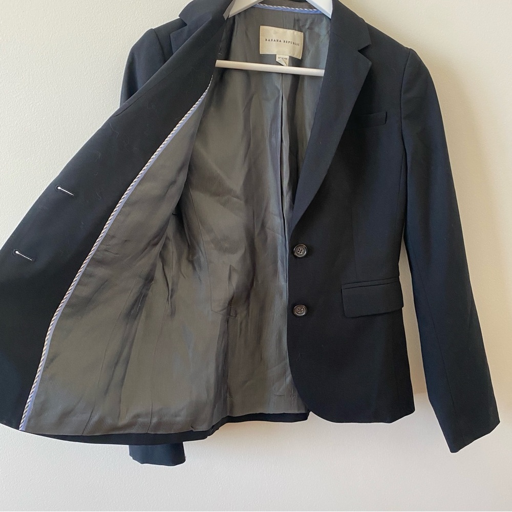 Banana Republic Black Blazer Wool Blend Stretch Women’s Size 4 - Picture 5 of 5